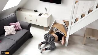 She got stuck and her stepbrother took the opportunity to have his way with her