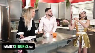 The stepdaughter Josie Tucker gets her big juicy tits covered with cum - FamilyStrokes