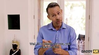 A girl forgets about her boyfriend thanks to a mature man’s charm in this steamy Daddy4k scene