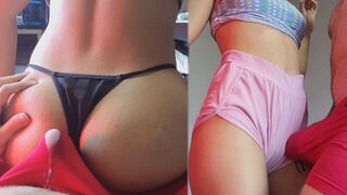 Man cum through underwear during a lapdance, assjob in panties