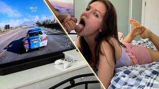 Girl was playing Xbox when her boyfriend fucked her mouth roughly