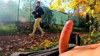A flash of cock in the park, the MILF can't resist