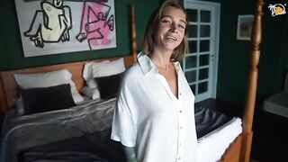 Young blonde fucks with her boyfriend in the hotel room