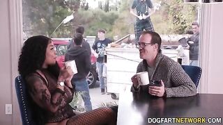 Paris The Muse gets her mouth full of BBC in a bukkake