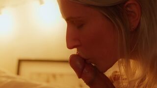 The wife gives her husband a sensual massage before sex
