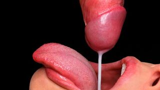 The best blowjob with cum in mouth and milking, pure ASMR action