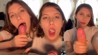 Girl wants to suck her stepsister’s big cock in a steamy scene