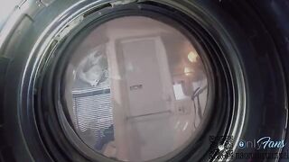 A girl was looking for her underwear in the washing machine and got fucked