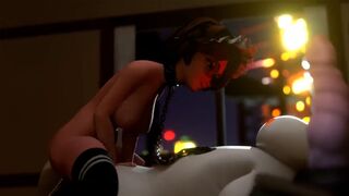 Aunt Cass rides the big cock of Baymax in 3D animation