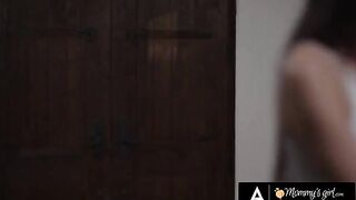The stepsister swaps pussy eating with a busty woman in the kitchen