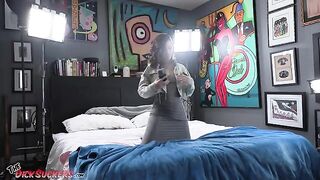 Beautiful brunette Dharma Jones sure knows how to suck a big one in this steamy POV scene