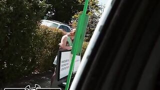 Redhead Harper Red gets picked up on the street, asked to show her boobs