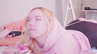 A fat white girl in pantothenates fucks in her ass with a young man