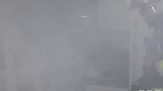 Firefighters fuck tattooed slut Monika Fox in an intense, spontaneous orgy scene