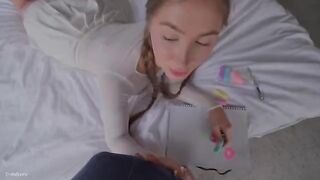 Cute stepsister tries her first blowjob with me