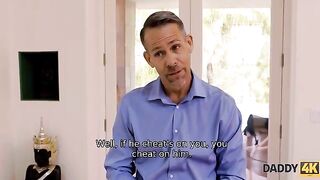 The girl is tired of her boyfriend’s ego and seduces his dad instead
