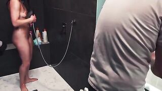 Handjob went wrong in the shower, and the guy ended up disappointed