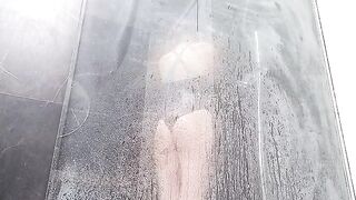Wet pussy squirting orgasm after hot shower masturbation