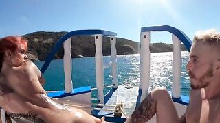 Busty beauty fucks on the boat and gets oily - PONNO