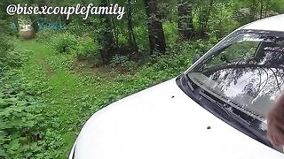 A hot chick is having sex with a stranger in his car