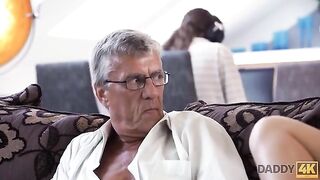 Older guy gets his son’s girl friend to do everything he wants