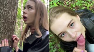 Public sex in the forest with daring Californiababe