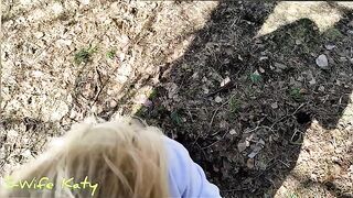A cutie girl walked in the forest and got cum on her juicy ass