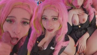 Cute girl Mitsuri Kanroji gets fucked hard and receives a huge cumshot