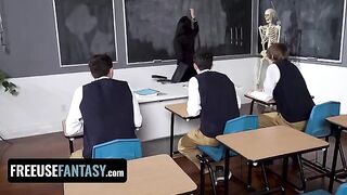 Hot teacher Valentina Nappi fucked by three students hard