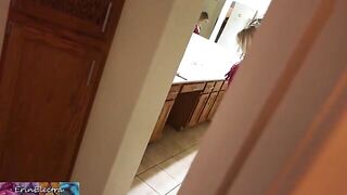 Stepmom prepares for bed while stepson watches and masturbates until caught