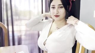 A hot girl is trying to pass the math exam by seducing her teacher