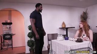 Redhead hottie Madison Morgan gets her pussy railed by a hung stud