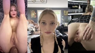 Young teen slut in hardcore anal sex with cum inside