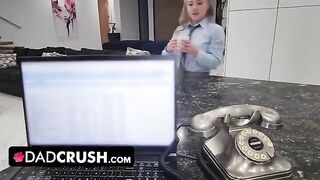 Blonde stepdaughter Eva Nyx gets her pussy filled with cum by Daddy