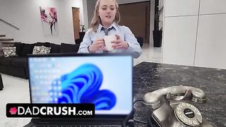 Blonde stepdaughter Eva Nyx gets her pussy filled with cum by Daddy