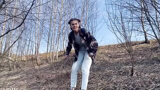 A girl went camping and met a guy, who fucked her outdoors hard
