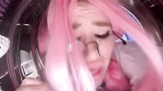 My stupid stepsister got stuck in the washing machine and I pulled out my huge dick