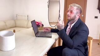 Italian secretary gets fucked by her boss and squirts cum on his dick