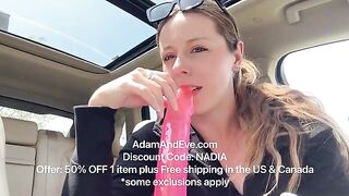I tried the biggest sex toy in my car’s backseat!!