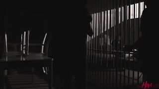 A girl is visiting her girlfriend in a prison setting