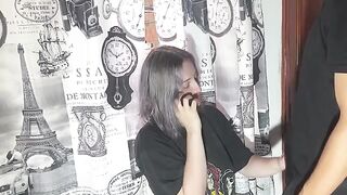 A very bad girl speaking with her boyfriend while getting intimate with someone else