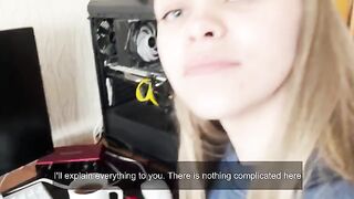 A cute girl student practices anatomy with passion