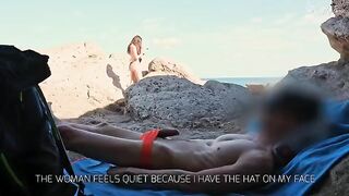 A girl was caught jerking off in public on the beach and helped me cum
