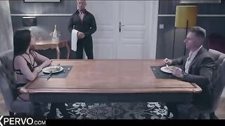 Clea Gaultier is the main course for a swinger couple's dinner in this steamy video