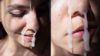 The girl fucks in doggy and gets a huge cumshot on the face
