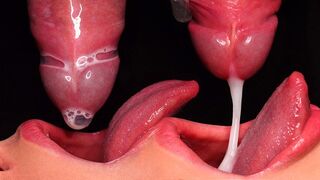 Close up action with the best condom milking blowjob