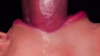 Close up action with the best condom milking blowjob