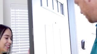 Petite teen Dakota Tyler seduces her tutor for a passionate session