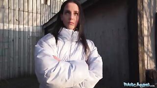 Agent got fucked hard by a brunette in a public basement for cash