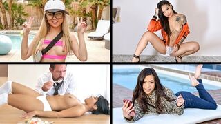 Ember Snow, Honey Gold, Lulu Chu, and Vina Sky in hot Asian action